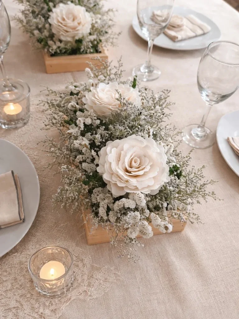 Romantic White Floral Table Decor