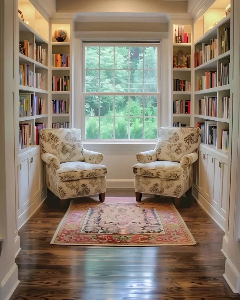 Cozy Built-In Home Library Nook