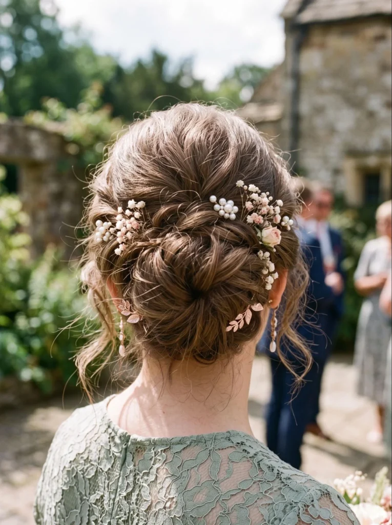 Messy Textured Bun With Romantic Details
