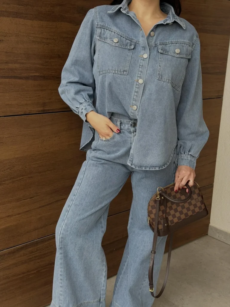 Light-Wash Double Denim Outfit 