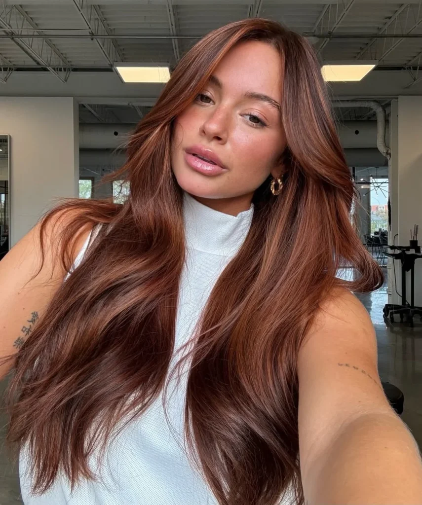 Rich Copper Auburn with Long Face-Framing Layers