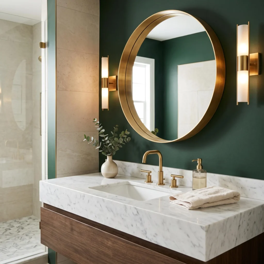 Brass Frame Bathroom Mirror