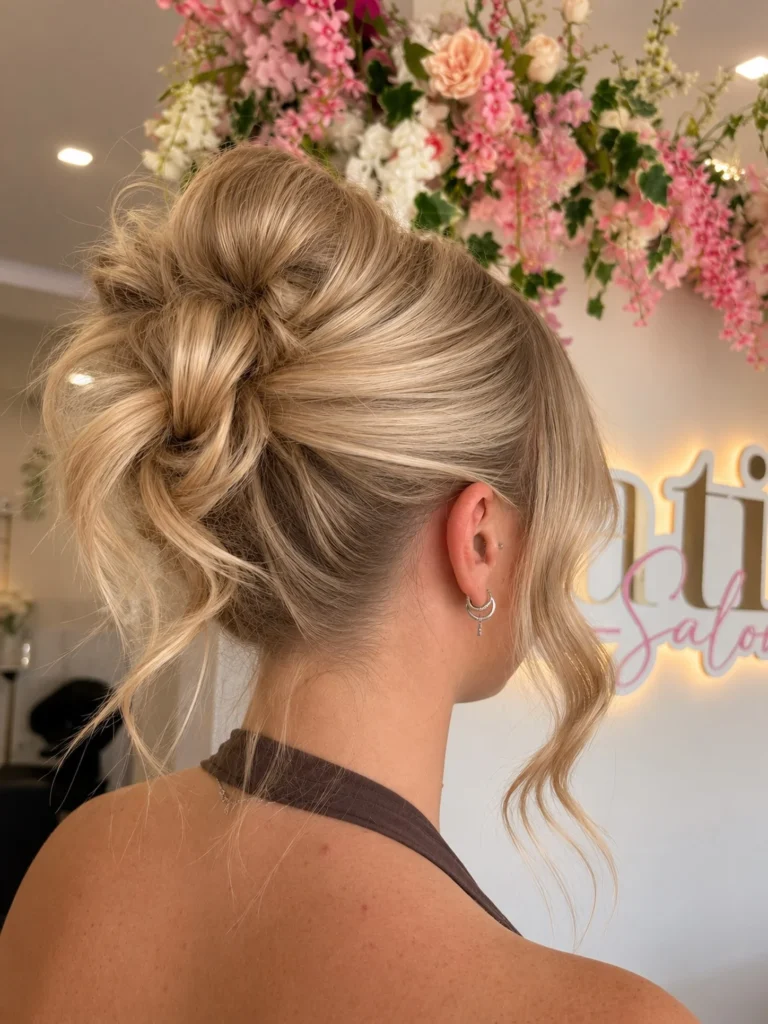 Textured Twisted Updo with Face-Framing Curls