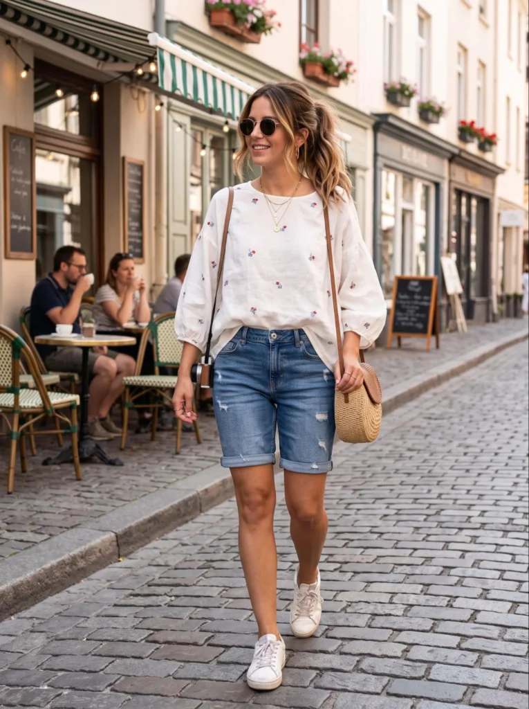 enim Shorts with a Flowy Top