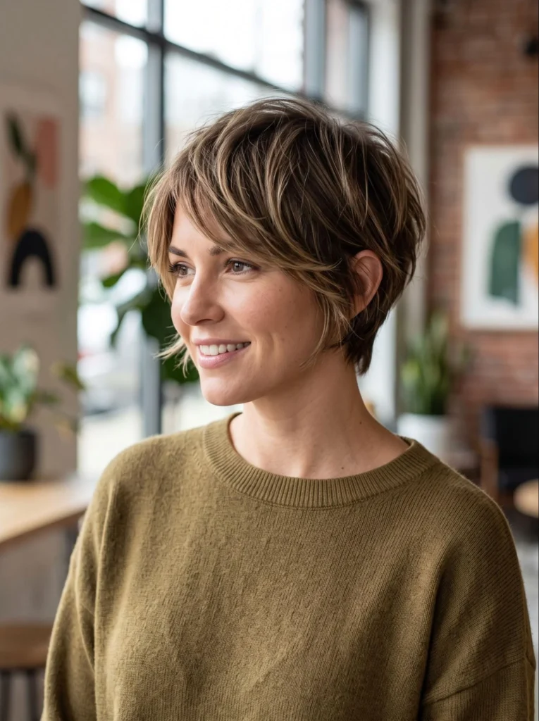 Modern, Layered Pixie Cuts