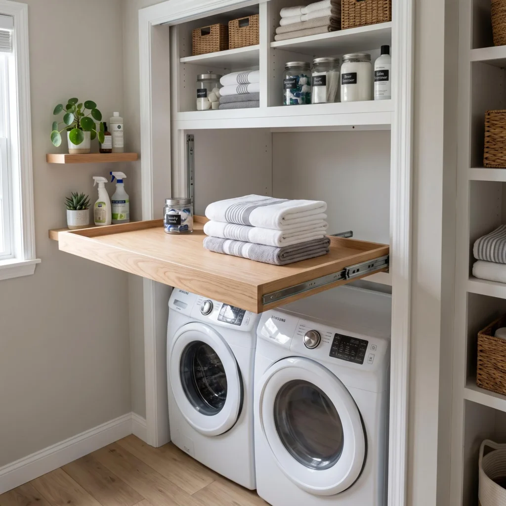 Slide-Out Shelf Above the Washer and Dryer