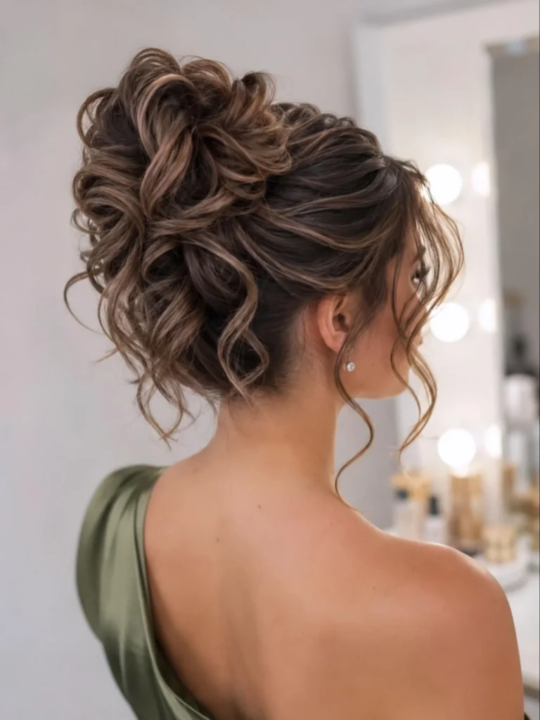 Voluminous Curly Updo for Medium Hair 