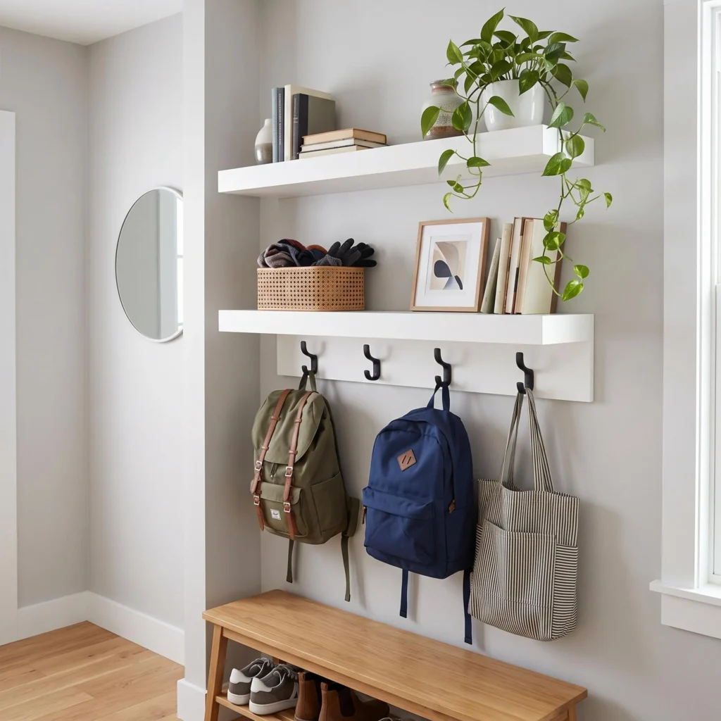 Backpack Storage With Floating Shelves