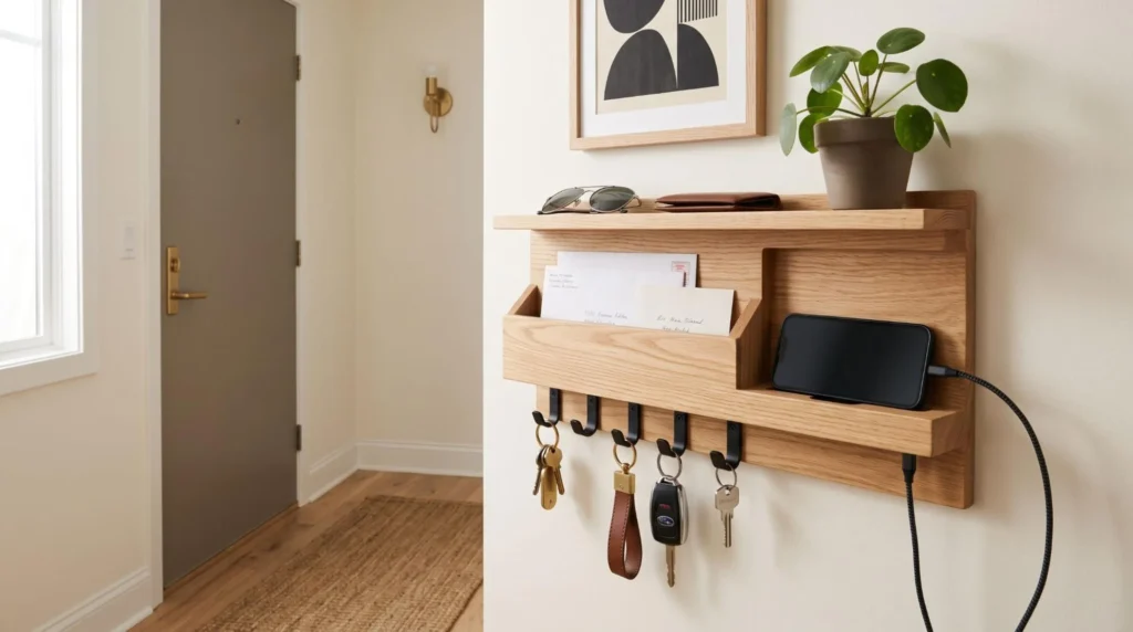 Wall-Mounted Key and Mail Organizer