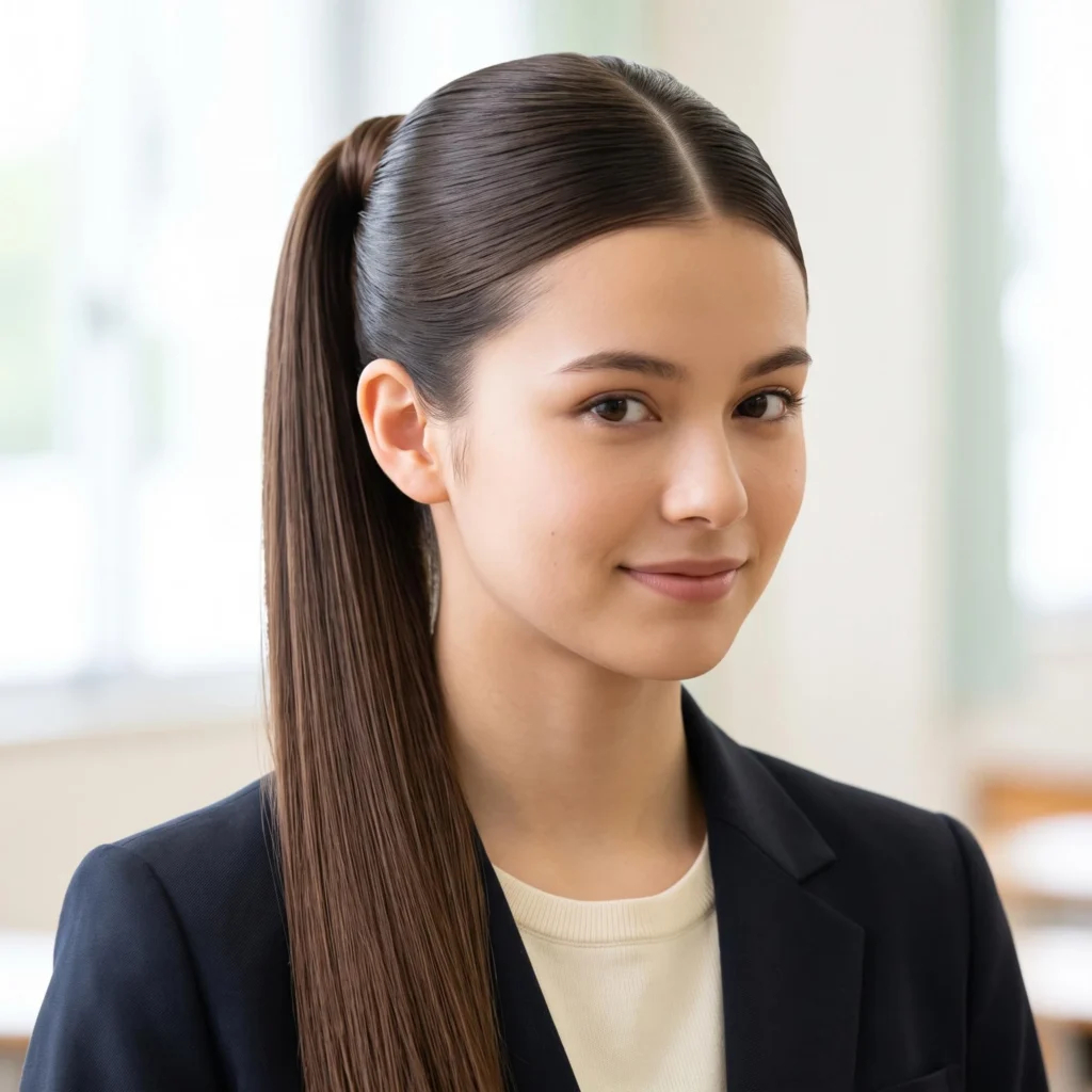 Sleek Middle-Part Ponytail