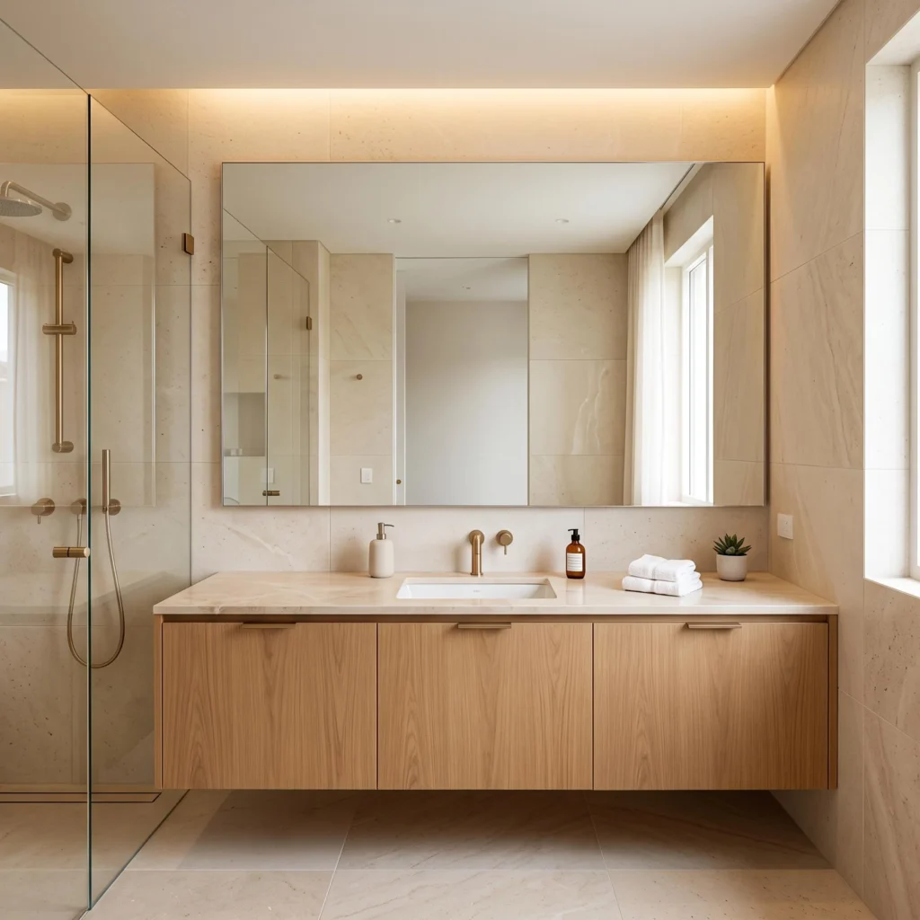 Large Frameless Bathroom Mirror