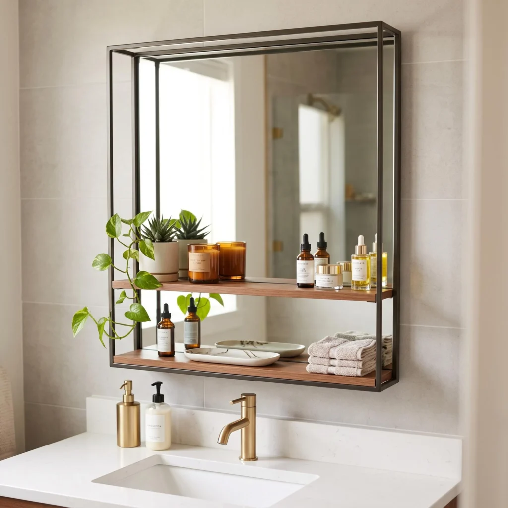 Bathroom Mirror With Built-In Shelves