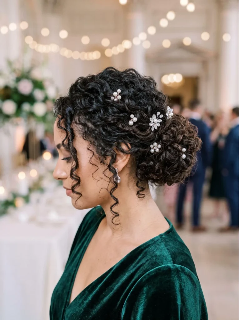 Glamorous Curly Updo With Accessories