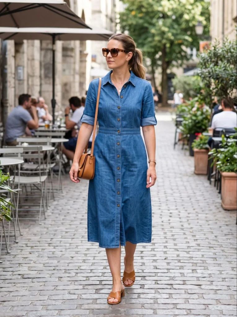 Denim Dress With Summer Sandals