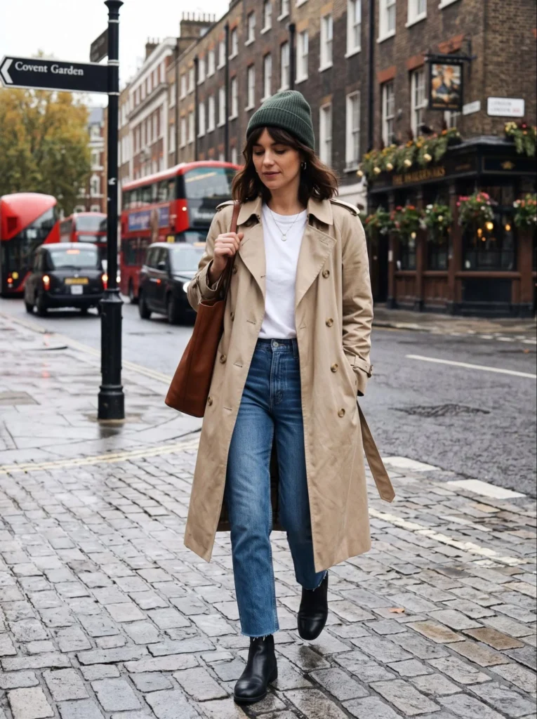 Trench Coat Over Jeans and a Simple Top