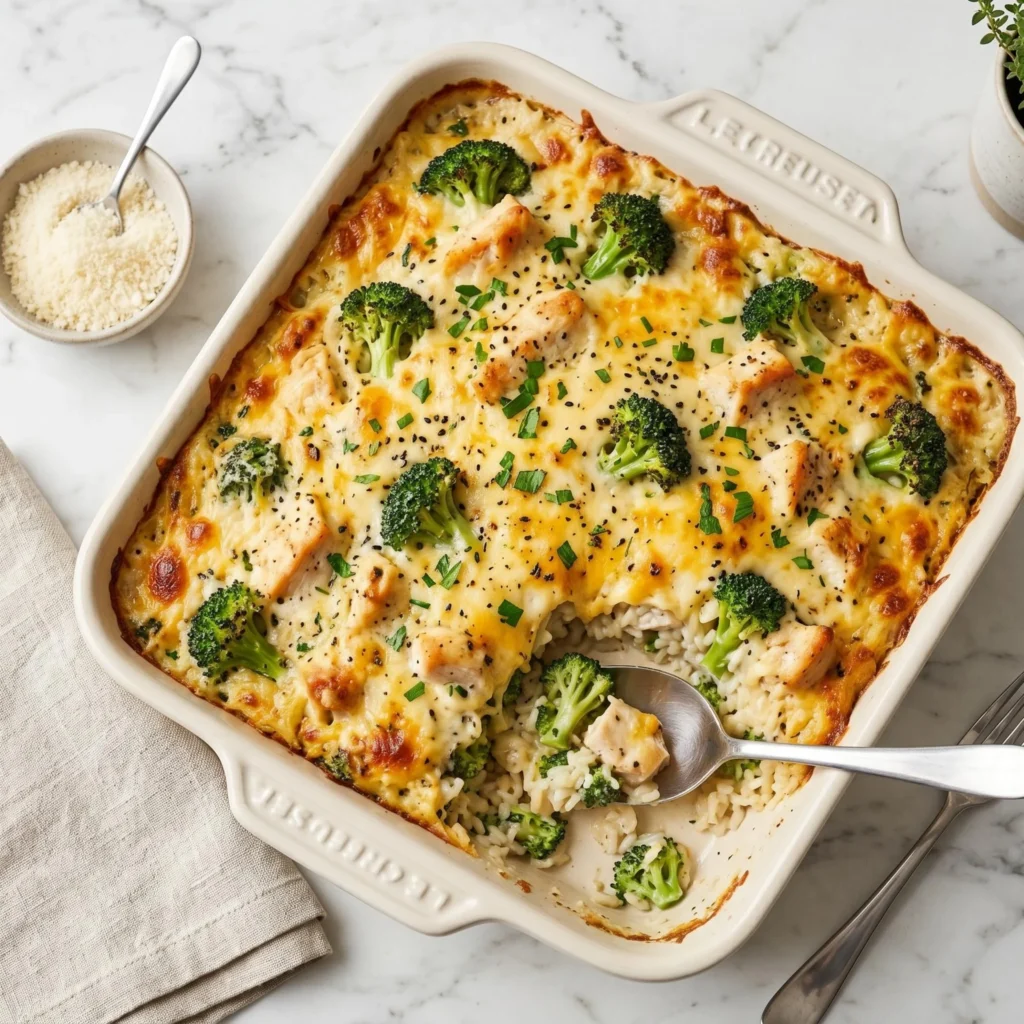 Cheesy Broccoli Chicken Rice Casserole Recipe