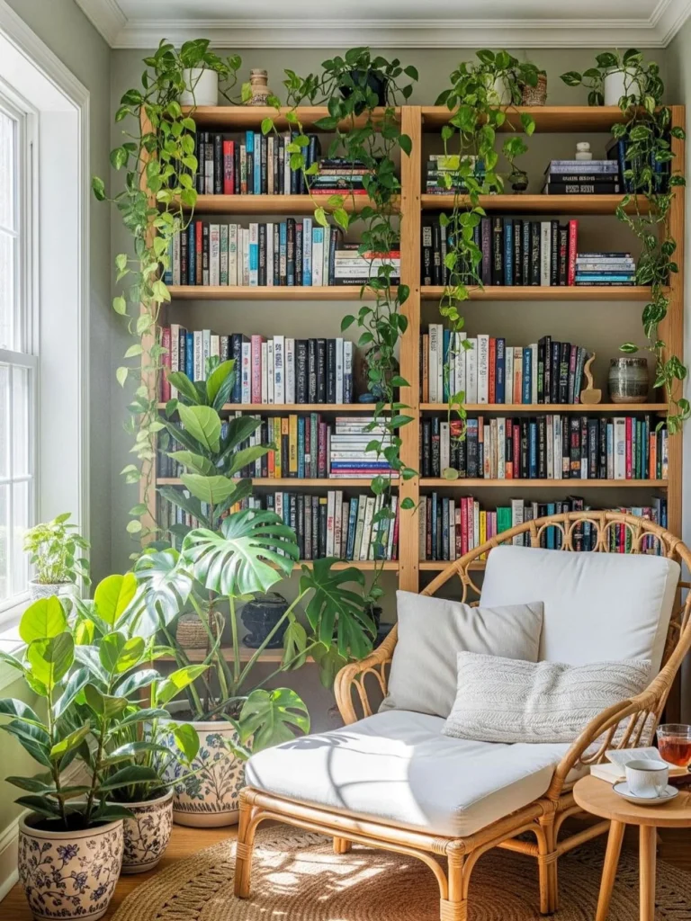 Biophilic Home Library Reading Corner