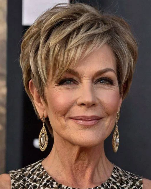 Voluminous Layered Pixie Cut with Side-Swept Bangs