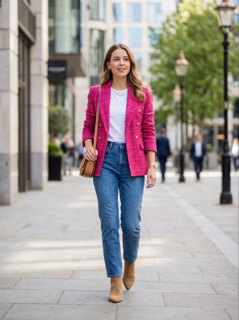 Straight-Leg Jeans with a Statement Blazer