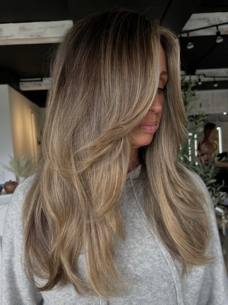 Beige Blonde Layers with Face-Framing Highlights