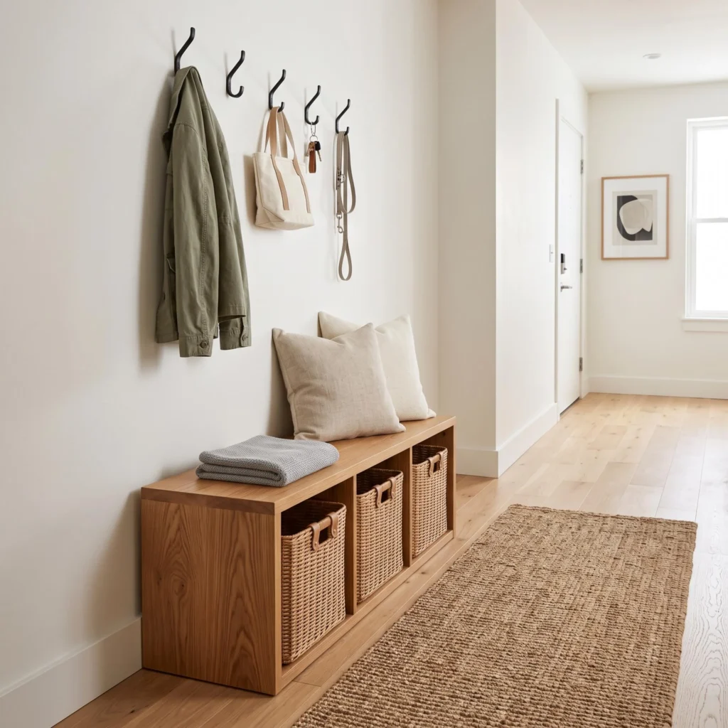 Slim Entryway Bench With Hidden Storage