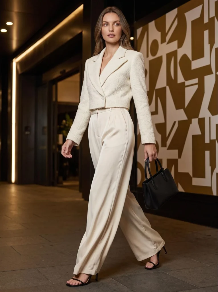 Wide Leg Pants With a Cropped Blazer