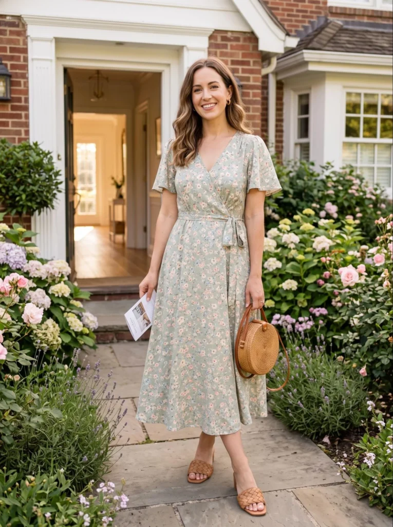 Floral Midi Dress for a Warm Open House