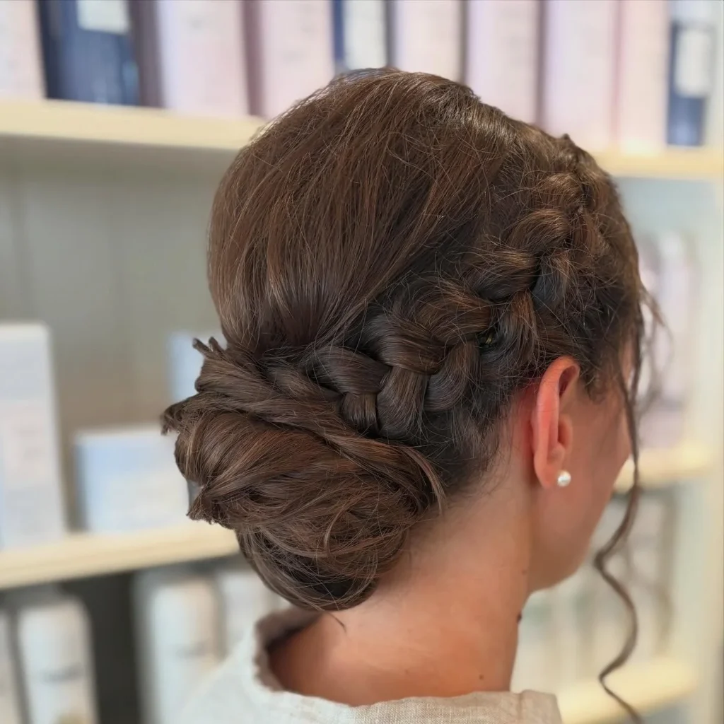 Braided Low Chignon for Medium Hair