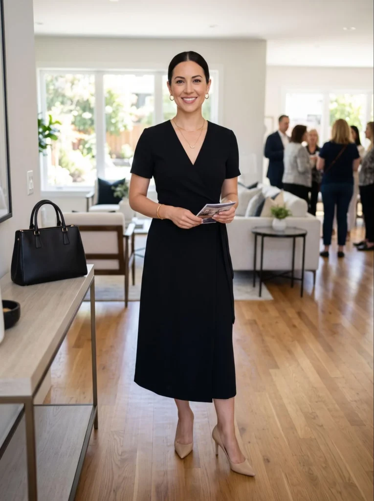 Classic Black Dress With Minimal Jewelry