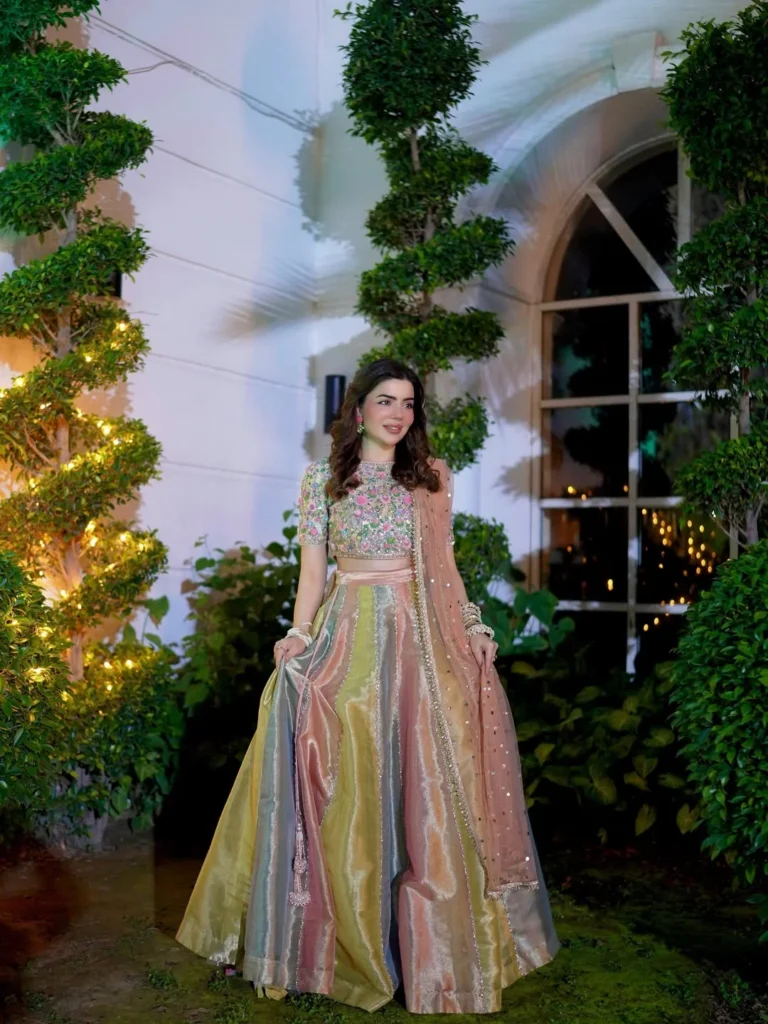Pastel Striped Lehenga with Embellished Blouse 