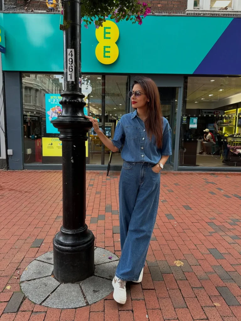 Relaxed Denim Shirt and Wide-Leg Jeans