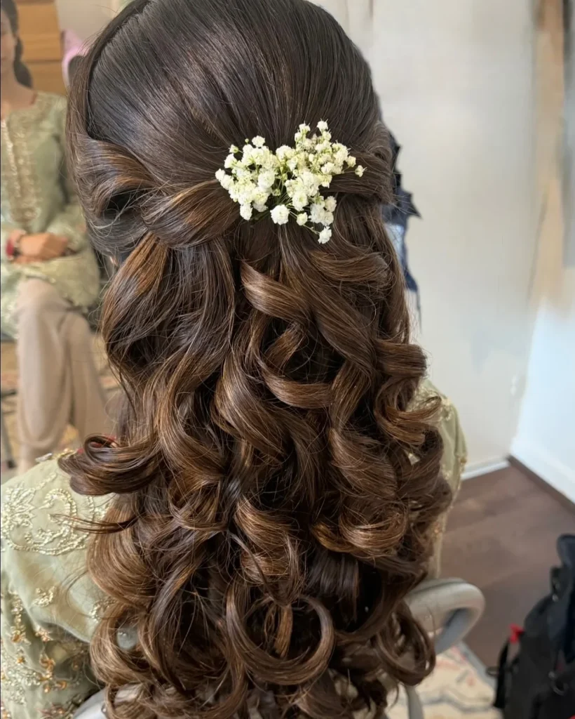 Romantic Half-Up Curly Wedding Hairstyle 