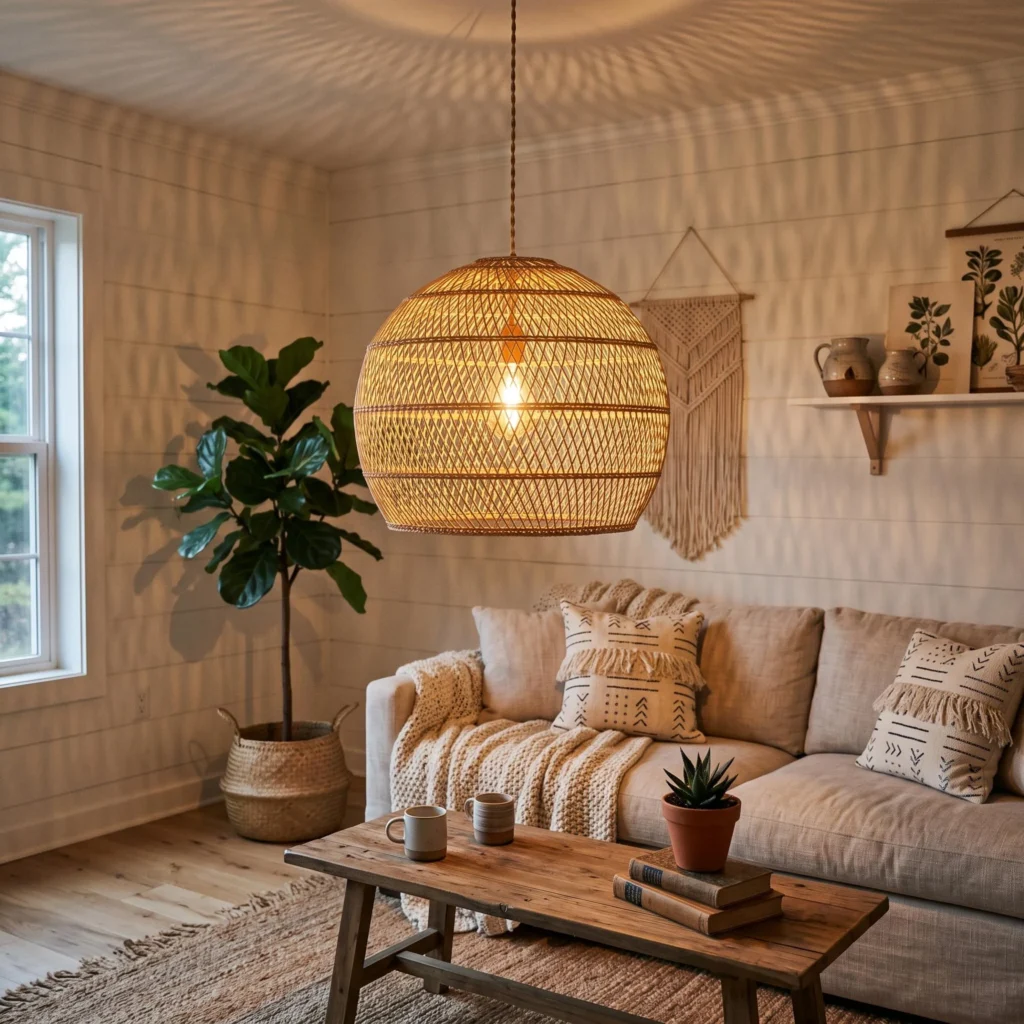 Rattan or Woven Pendant Light