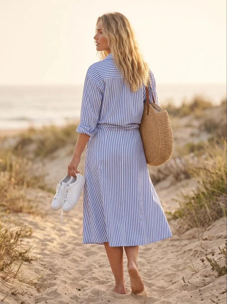 Blue and White Striped Summer Outfit