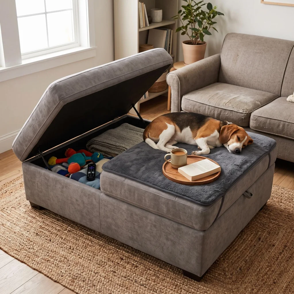  Multi-Functional Ottoman with Storage