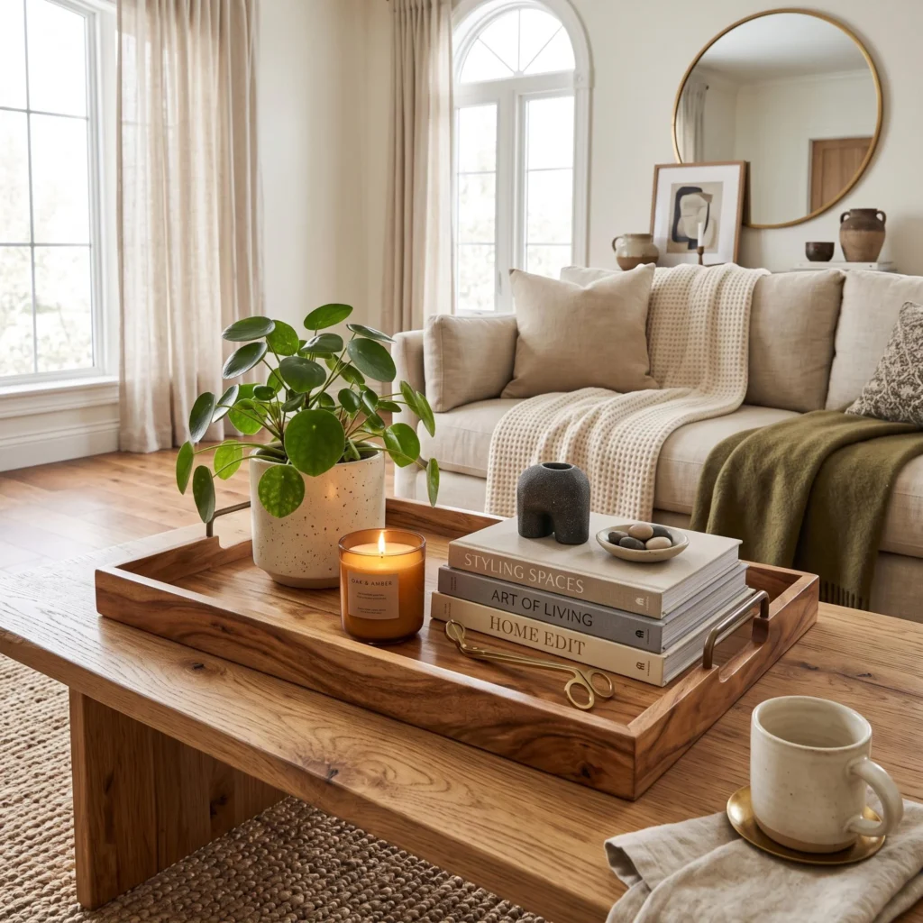 Wooden Tray with Curated Objects