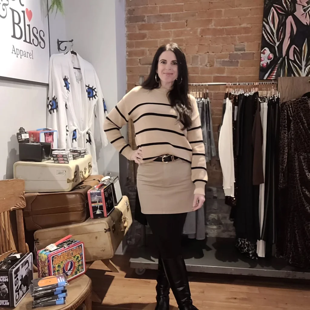 Chic Striped Sweater and Mini Skirt Look