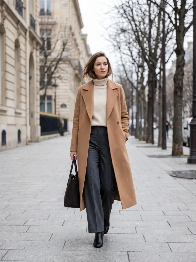 Wide Leg Pants With a Long Coat