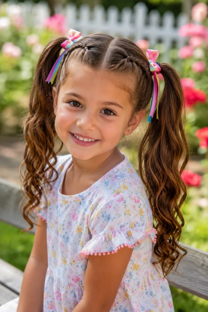 Double Ponytails With Colorful Accessories