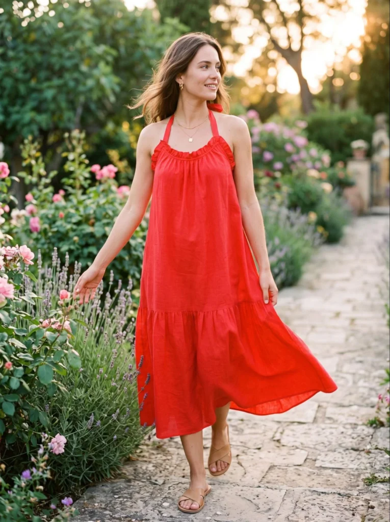  Red Sundress With Minimal Accessories