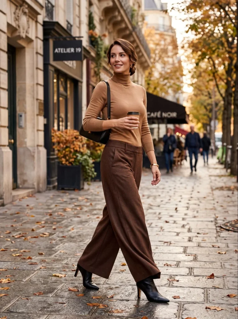 Low-Rise Trousers with a Fitted Top and Ankle Boots
