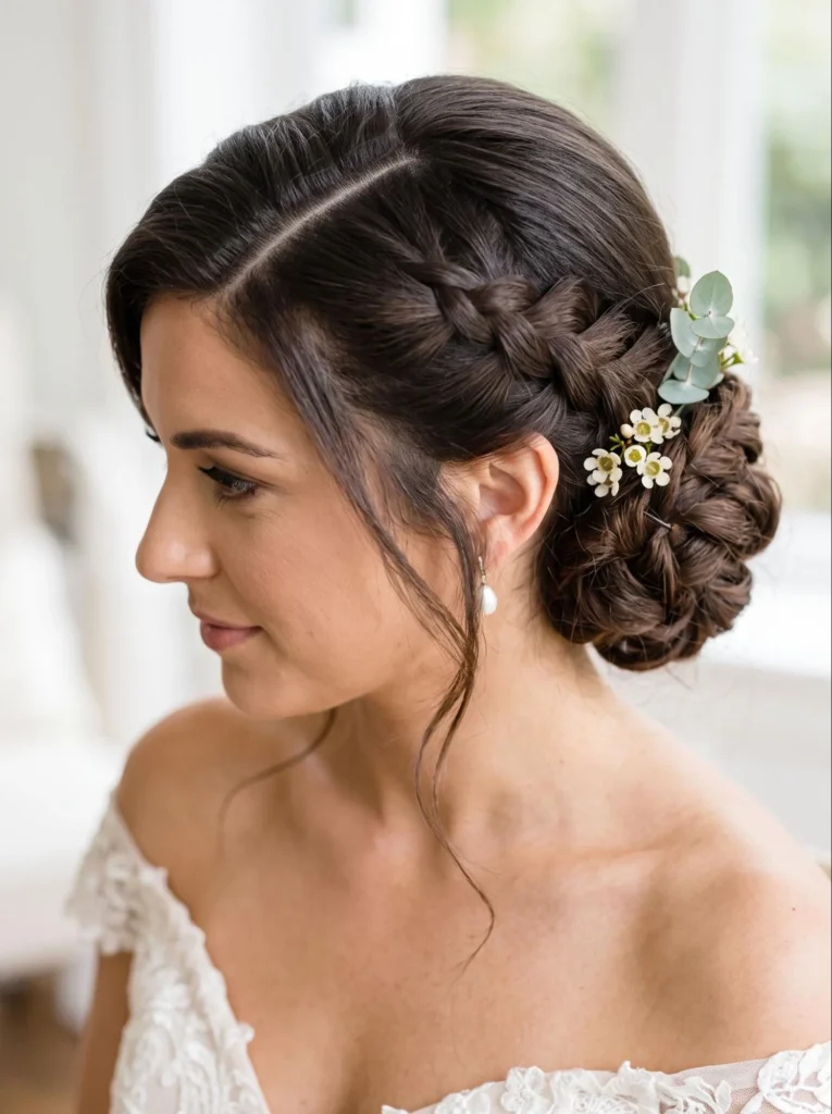  Braided Updo with a Deep Side Part