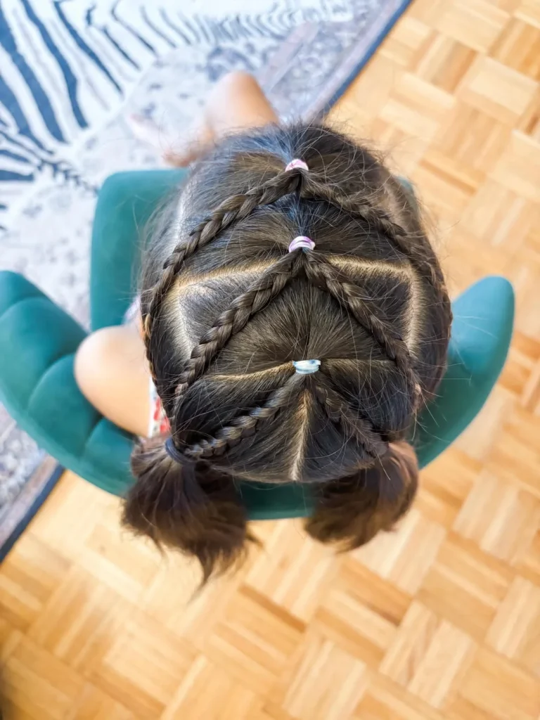 Star-Parted Braids with Mini Pigtails