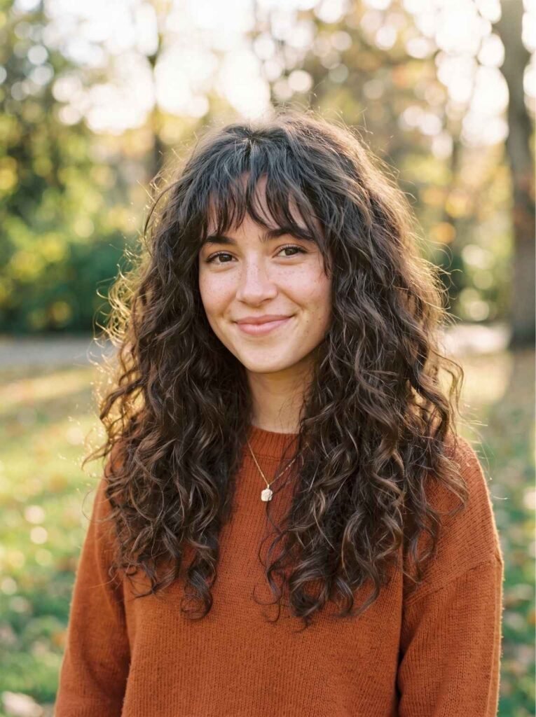 Long Tousled Curls With Fringed Bangs