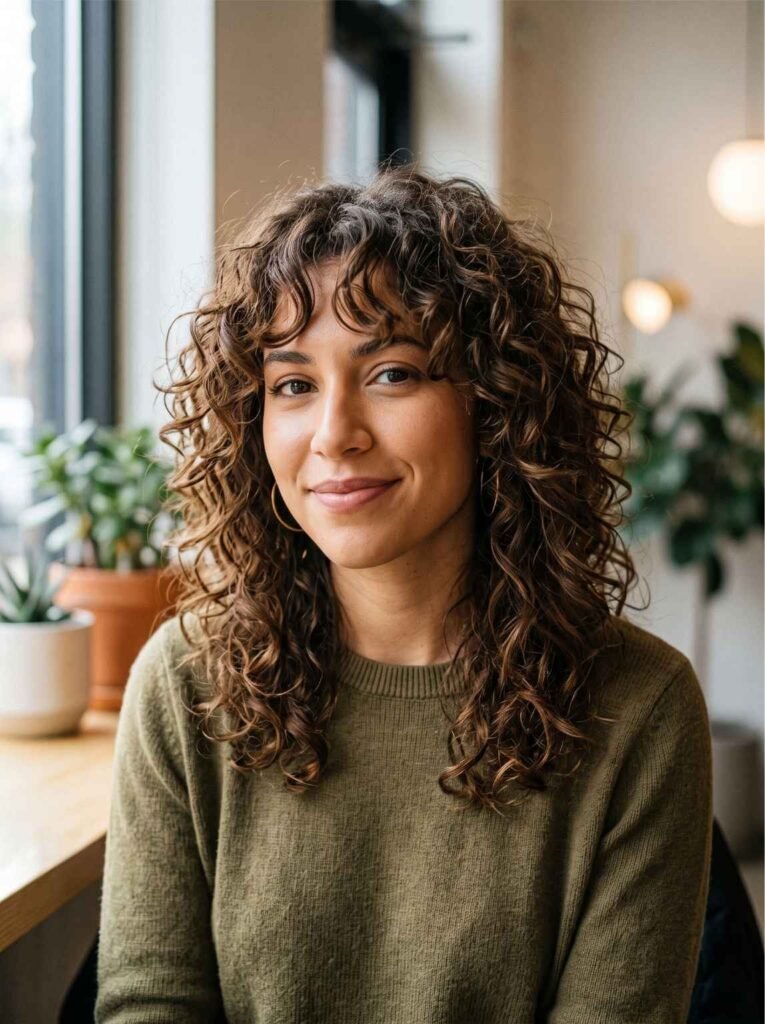 Curly Bangs With Layers