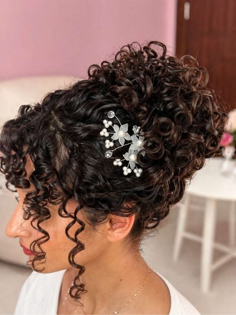Curly Updo With Pearl Hair Pin