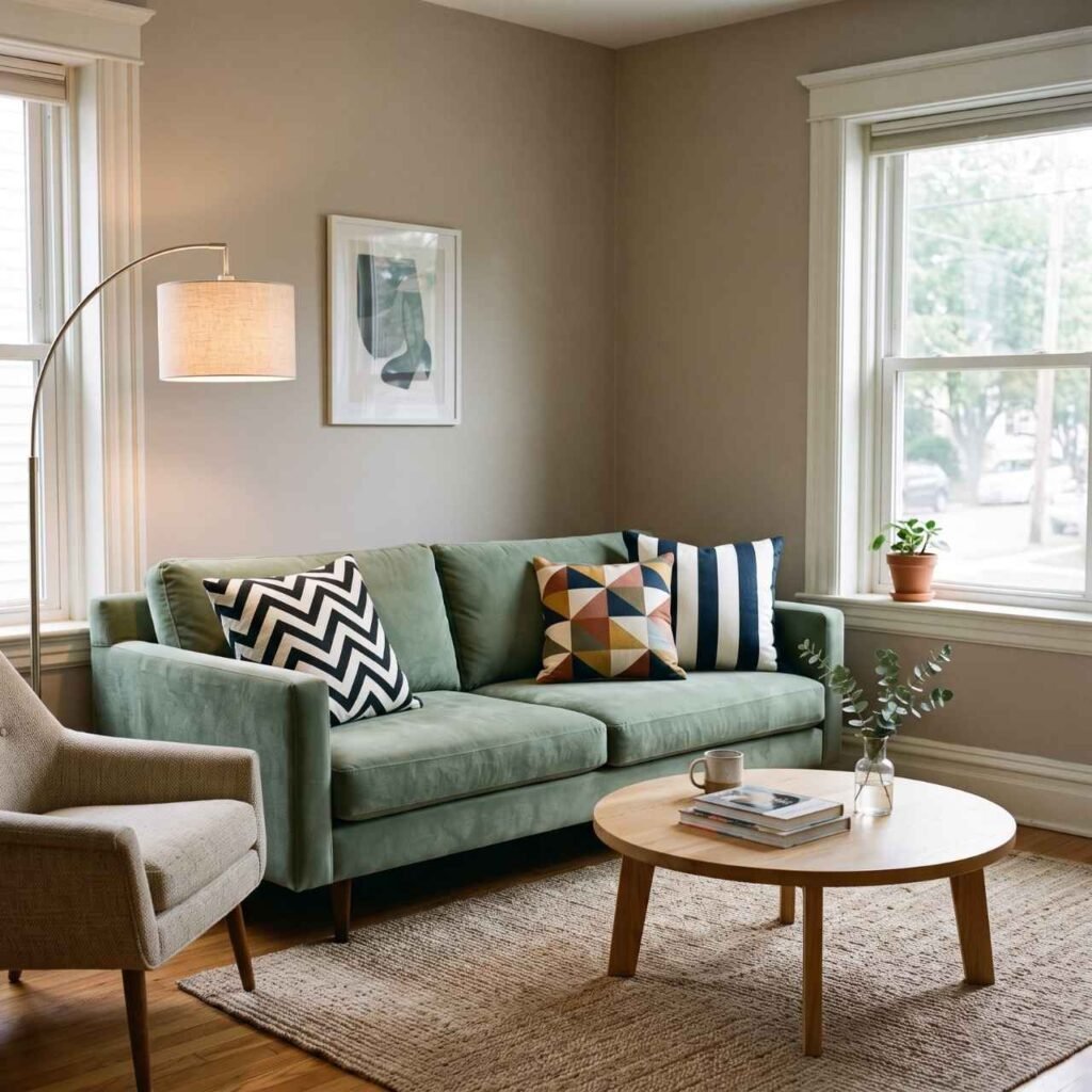 Green Alongside Zigzag or Playful Patterns