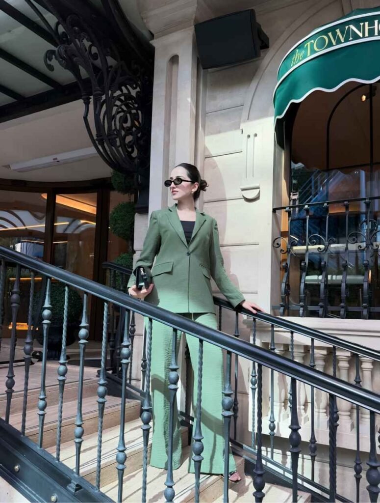 Mint Green Blazer Set With a Black Top