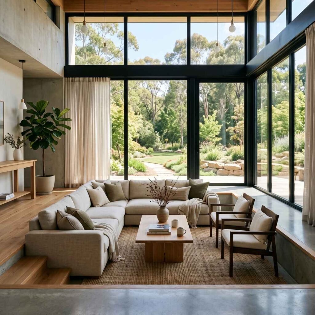  Modern Sunken Living Room With Minimal Furniture