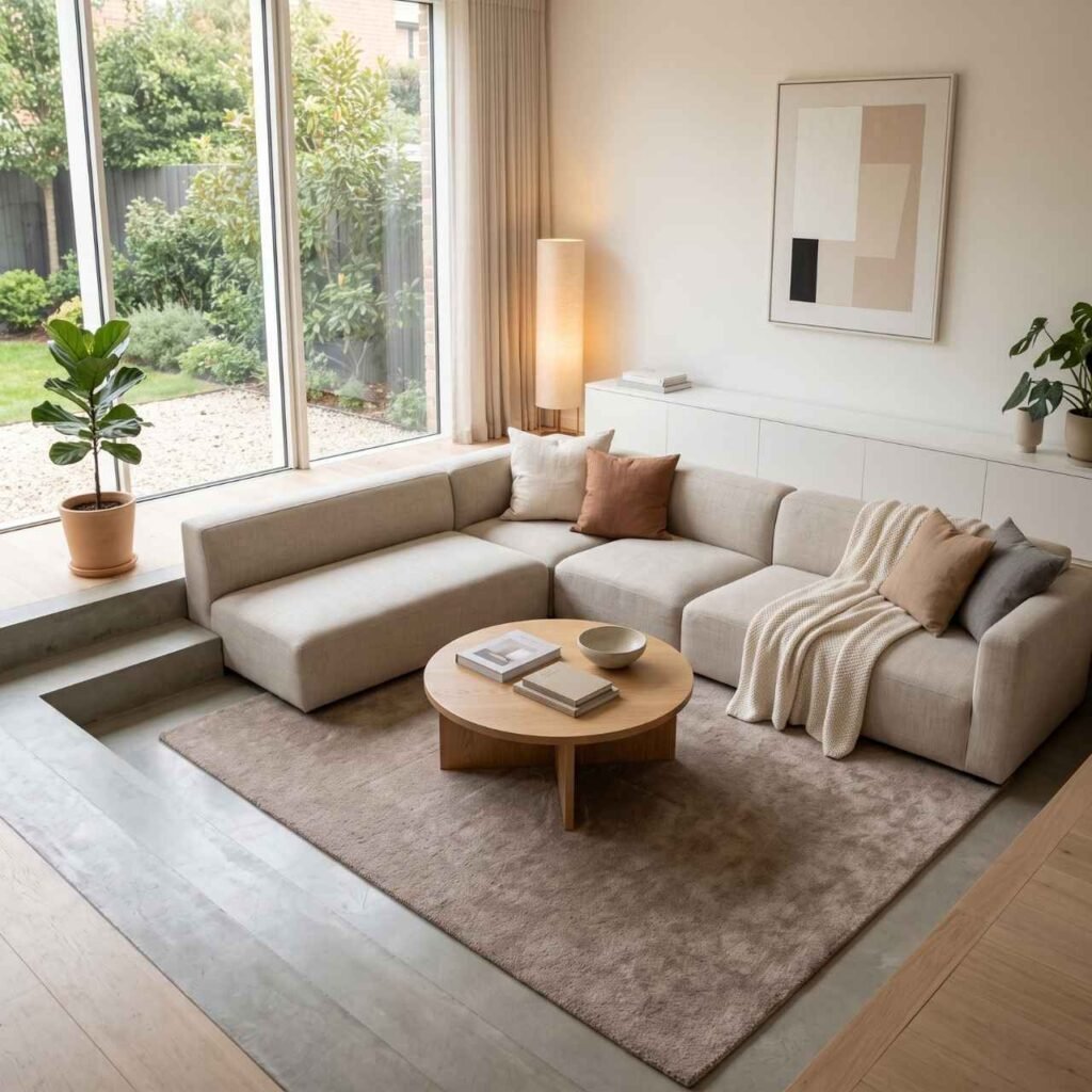 Sunken Living Room With a Minimalist Design